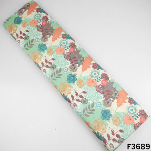 Floral Printed Linen Cotton Fabric-F3689